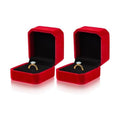 Lamoutor 2Pcs Velvet Ring Box Earring Box Jewelry Gift Box (Wine Red)