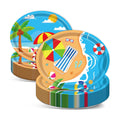 Qyeahkj 50 PCS Beach Oval Paper Plates Large 11” Disposable Pool Party Decorations Summer Platters Tableware Supplies Favor for Summer Hawaiian Luau Party Tableware Set
