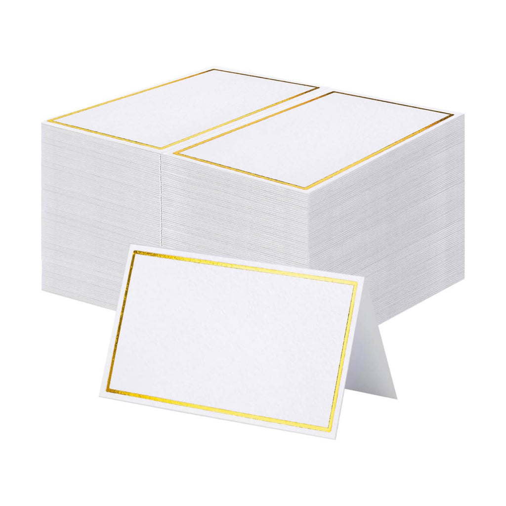 60Pcs Premium Place Cards, Small Table Cards with Gold Foil Border, 2" x 3.5" Tent Card, Escort Card, Name Card, Wedding Place Cards for Wedding, Table, Dinner Parties, Seating Cards
