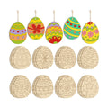 24PCS Wooden Egg Ornaments to Paint Easter Decoration Cutouts Unfinished 8 Different Patterns, DIY Blank Unfinished Wood Discs Ornament for Home Crafts Hanging Spring Decoration 3.5 inches
