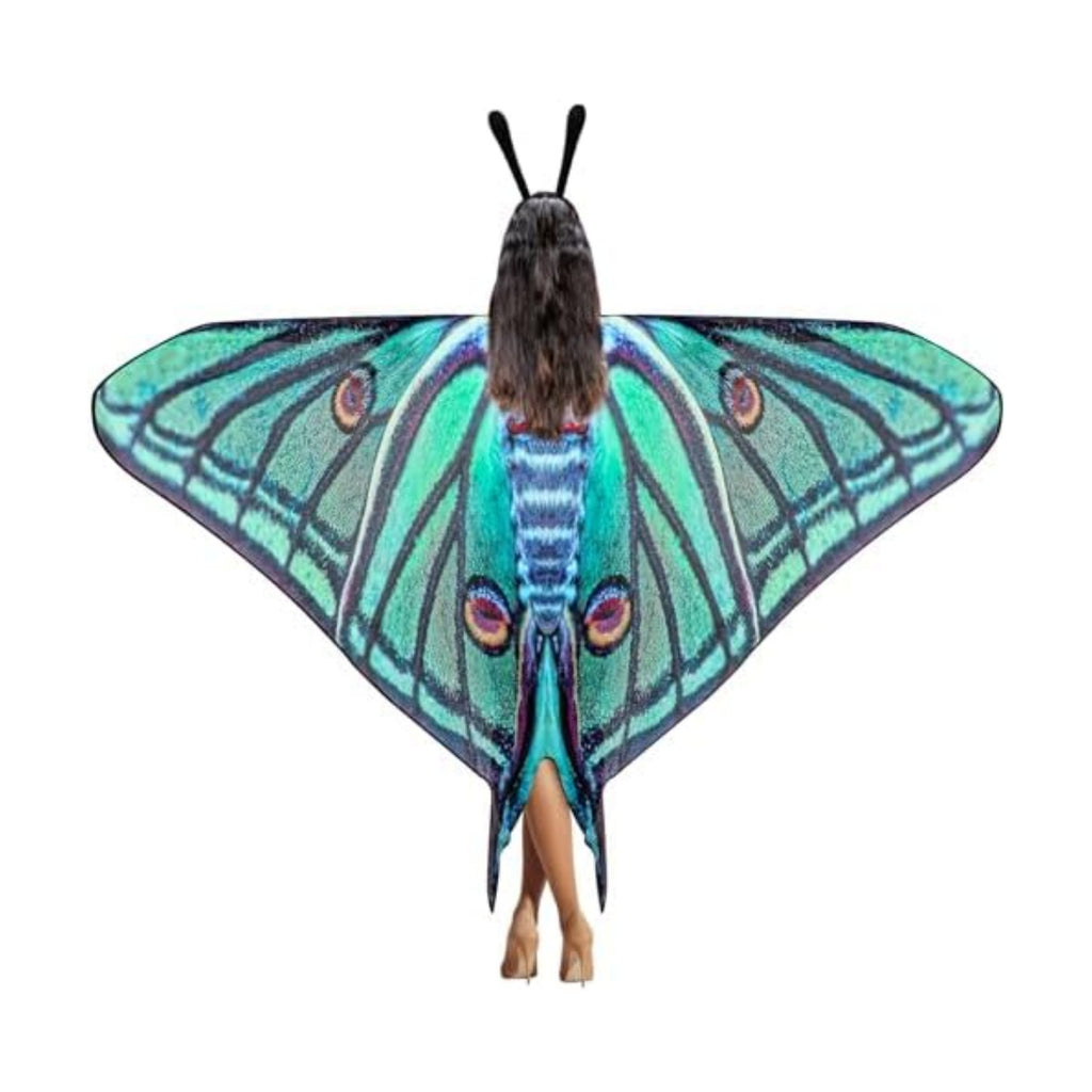 Yinder 2 Pcs Halloween Moth Wings Costume Cape, Shawl Headband Women