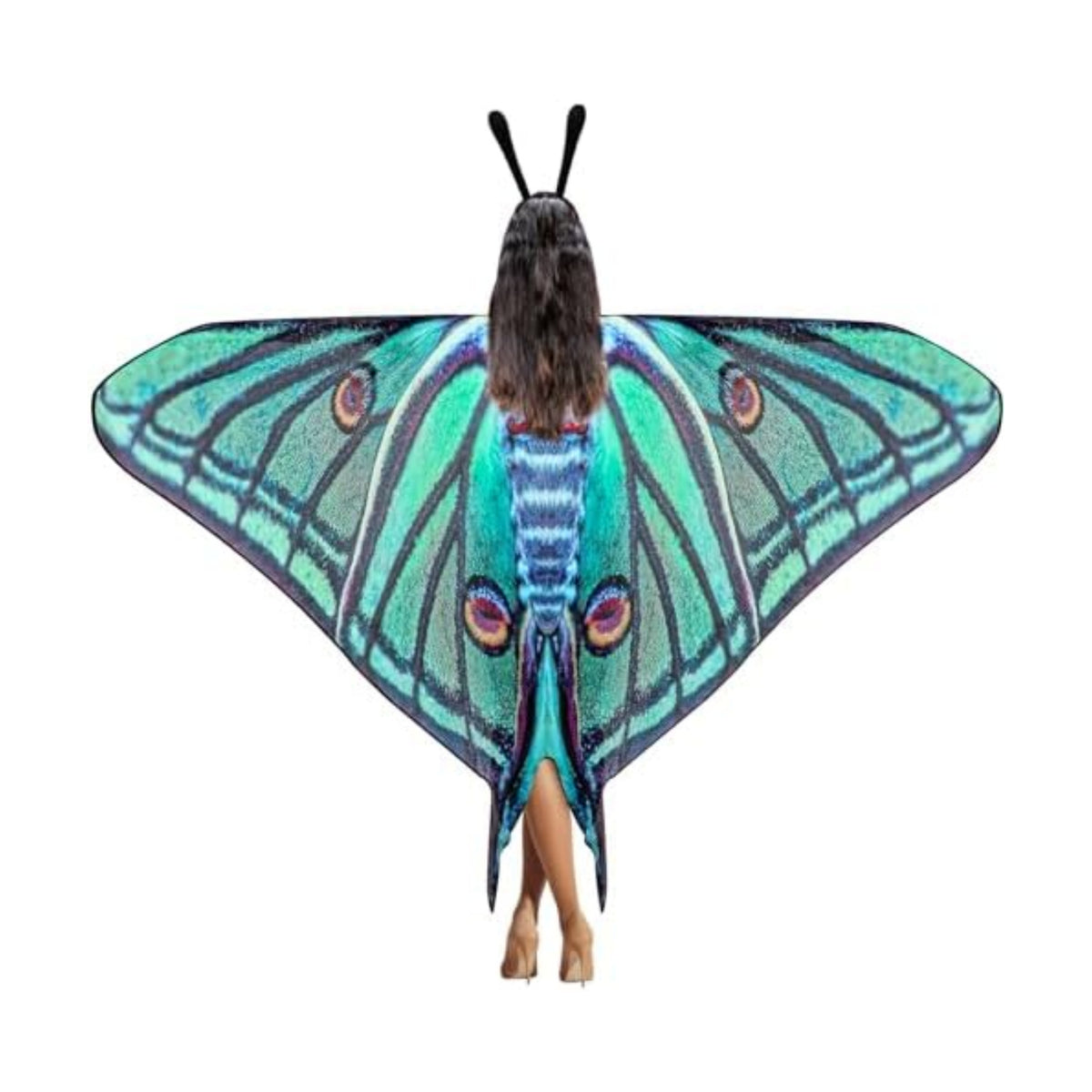Yinder 2 Pcs Halloween Moth Wings Costume Cape, Shawl Headband Women