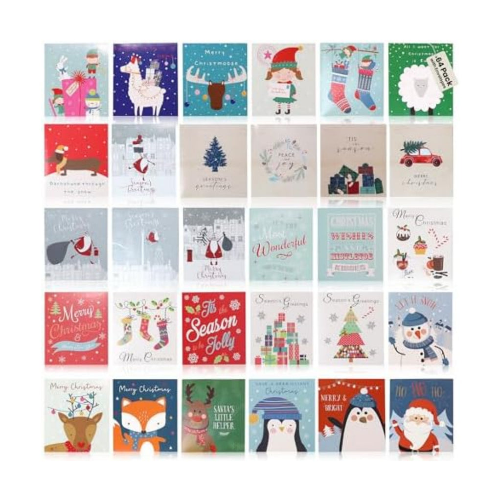 Iconikal Mini Christmas Cards 64-Pack with Envelopes 3x3
