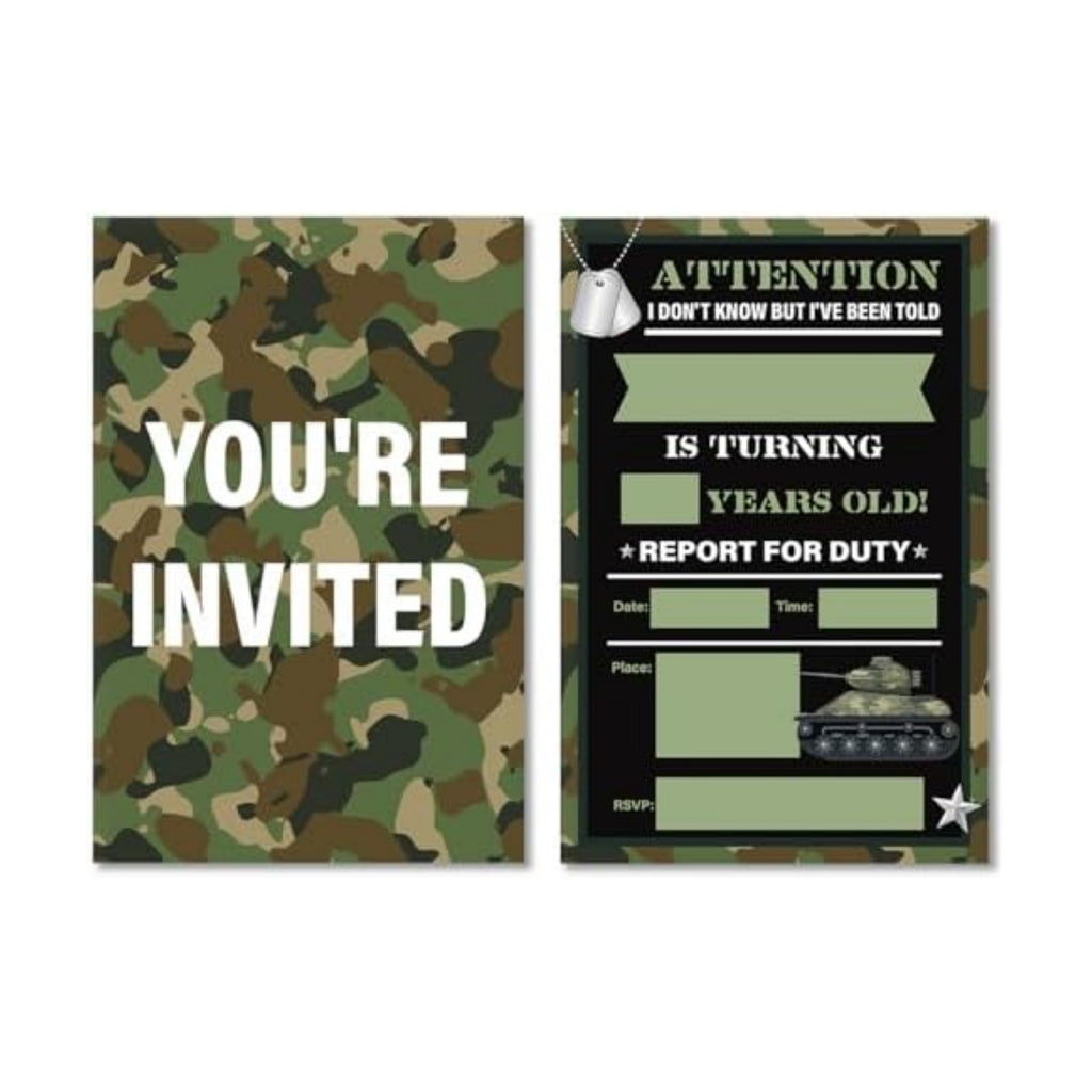 Soiceu Army Birthday Invitations Army Boys Party Invites with Envelopes Set of 20