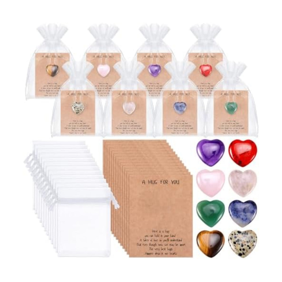 Motiskyy 40 Sets Pocket Hug Token with Heart Stones Cards, Small Gift Bulk