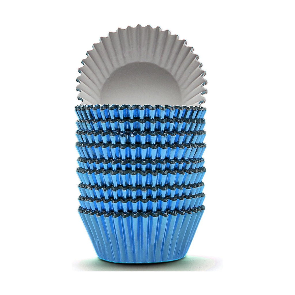 200 Pcs Blue Foil Cupcake Liners Standard Baking Cups Muffin Paper Cases