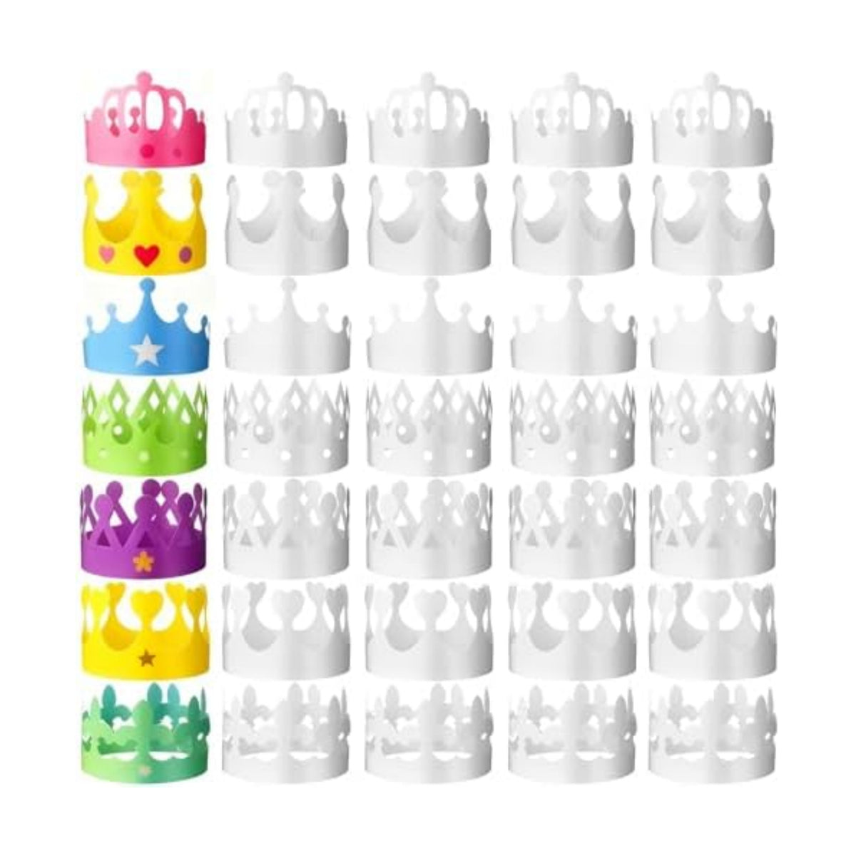 Thenshop 280 Pcs White Paper Crowns for Kids to Decorate, Classic Style