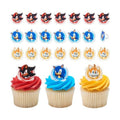 Sonic the Hedgehog Cupcake Decoration Toppers | 24 Pack Party Cake Rings