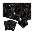 3-Piece 54 x 108 Inch Halloween Spider Web Plastic Tablecloth - Black and White Cobweb with Spiders Patterns, Disposable Rectangle Table Cover for Birthday Dining Table Cover Indoor Outdoor Decoration