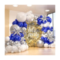 156 Pack 18" 12" 10" 5" Inch Blue and Silver Balloons Garland Arch Kit