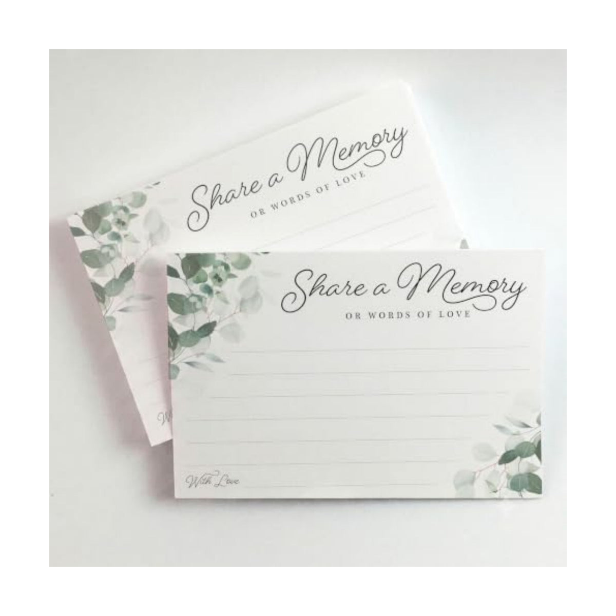 CARDAMONOLY 4x6 Share a Memory Cards for Celebration of Life - Pack of 50 - Eucalyptus Design, Graduation Party Favors, Wedding Card Box, 50th Anniversary Decorations, Funeral Guest Book