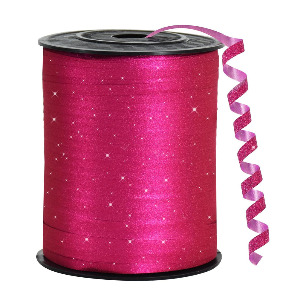 BEISHIDA 500 Yards Hot Pink Glitter Ribbon Curling Crimped, Glitter Balloon String Shiny for Gift Wrapping Ribbon for Mother's Day Birthday Valentines Wedding Party Decoration