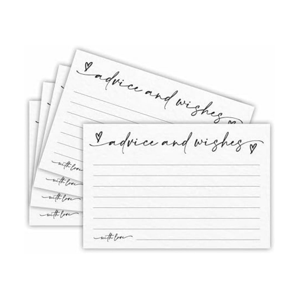 30 Advice & Wishes Cards - Minimalism White - Double Sided Fill-In Advice Cards For Bridal, Wedding, Graduate Party, Mr & Mrs, Retirement, Baby Shower, Party Favor & Supplies - A02