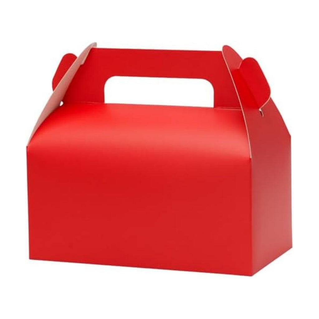 UnicoPak 30 Pack Red Party Favor Bag Boxes, Gable Gift Boxes for Treats Goodies Candies Cookies, Ideal for Red Party Favors, Theme Birthday Party, Valentine's Day, 6.5x3.5x3.5 Inches
