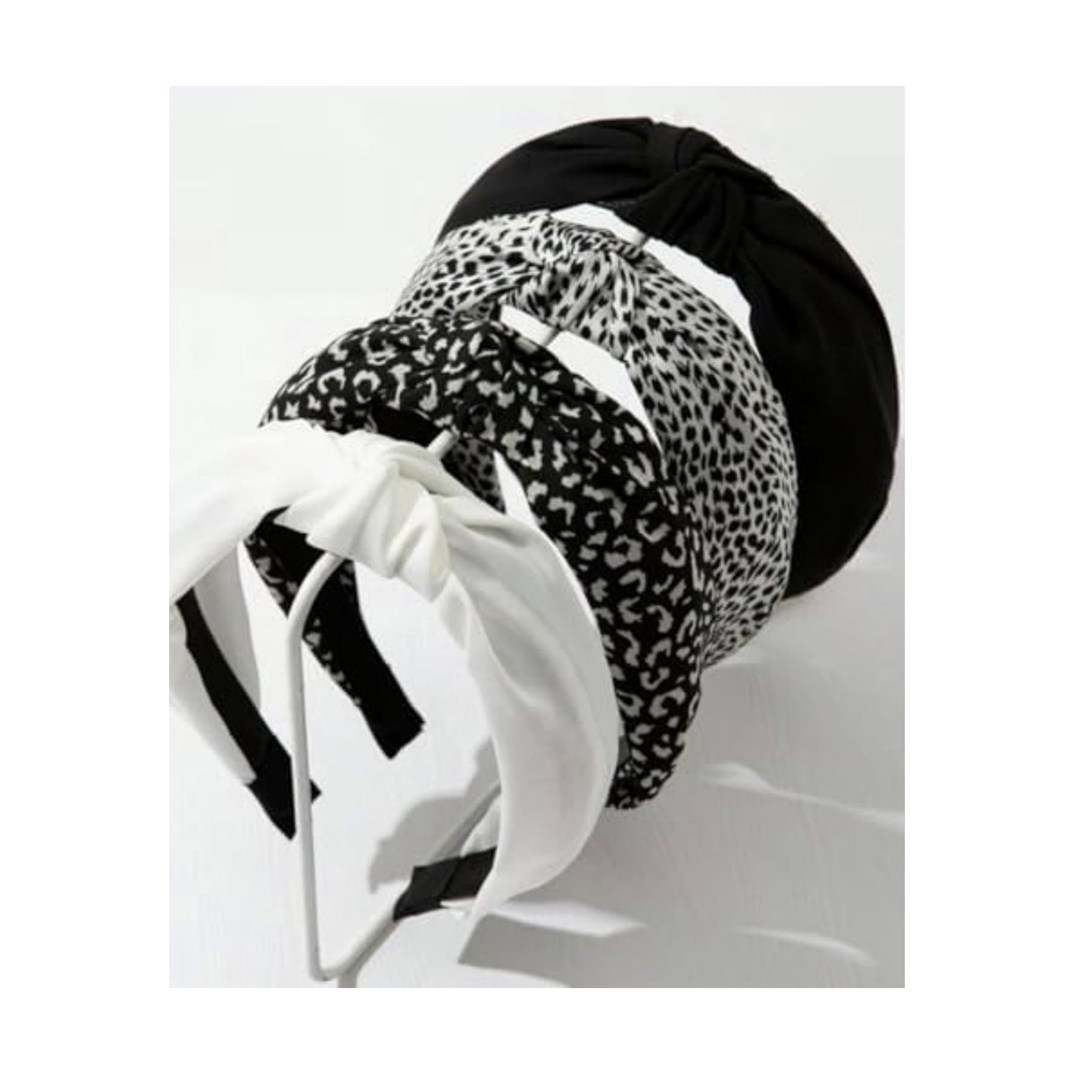 Knotted Headbands for Women: Non-Slip Fashion Hair Accessories with Cute Wide Top Knot Hoops for Hair in Black, White, and Leopard Print