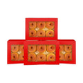 qiqee 50Pcs Red Cookie Box with Window 9x6x2.5 inch Pastry Macaron Bakery Box For Packaging