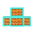qiqee Auto-pop Up Mint Blue Cookie Box with Window 14x10x2.5 inch 24Pcs Bakery Pastry Macaron Bakery Box For Packaging