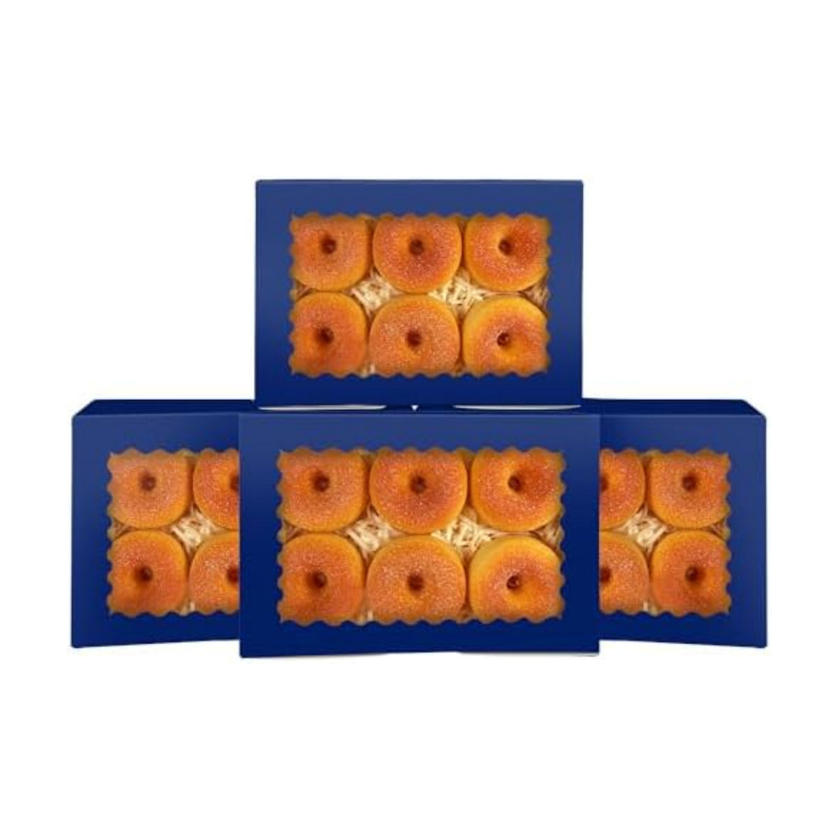 qiqee 50Pcs Deep Blue Cookie Box with Window 9x6x2.5 inch Pastry Macaron Bakery Box For Packaging