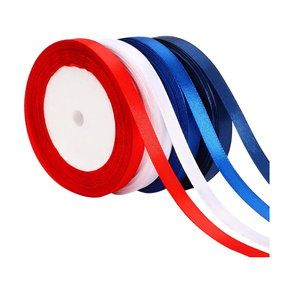 DECYOOL 4 Rolls 100 Yds 4th of July Ribbon Red White Blue Patriotic Ribbons