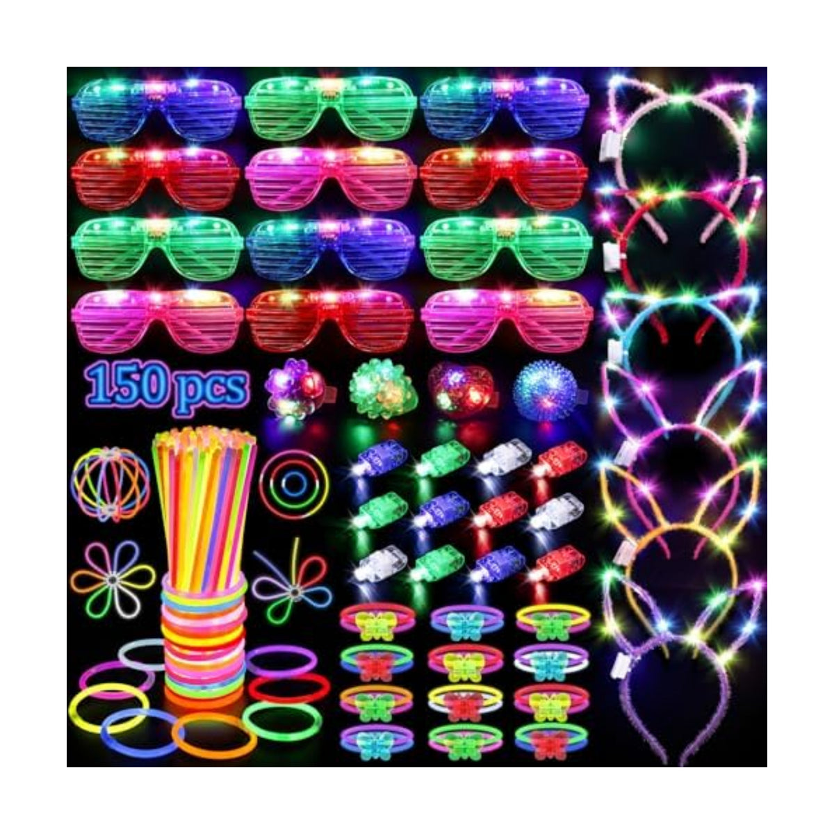 TSDATOWR 150Pcs Glow in the Dark Party Supplies for Kids and Adults