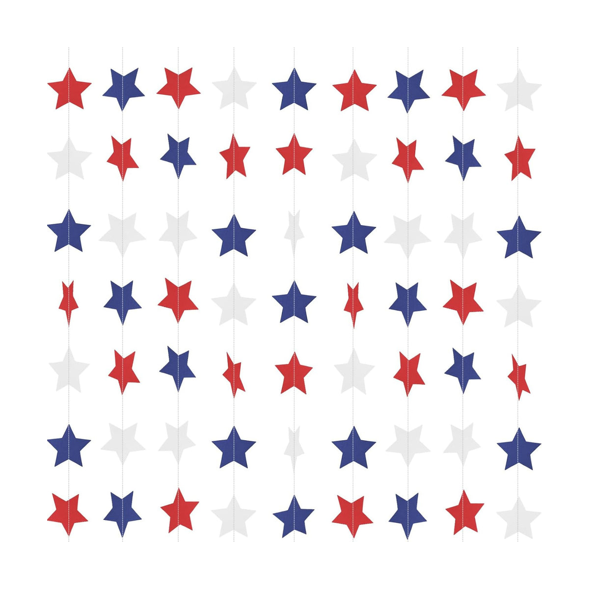 Red White and Blue Star Garland Banner Streamers 59 FT 2.76 Inch, Paper