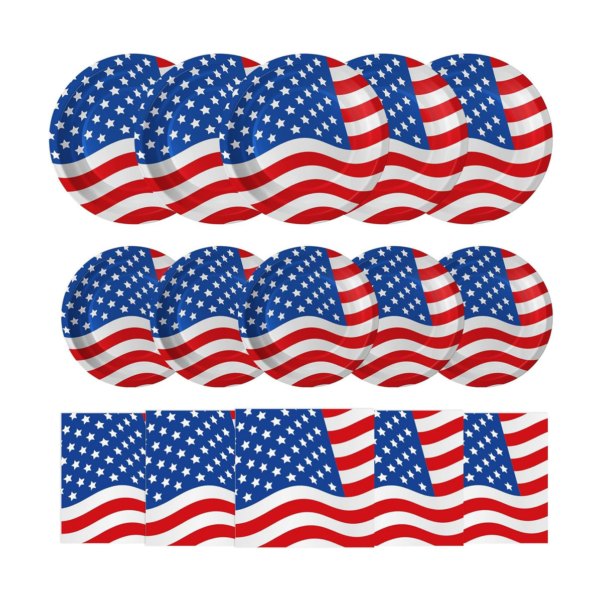4th of July Plates and Napkins Sets - Patriotic American Flag Party Supplies Tableware, July 4th Disposable Paper Plates Napkins Set for Memorial Day, Independence Day Decorations Table Decor,Serve 50