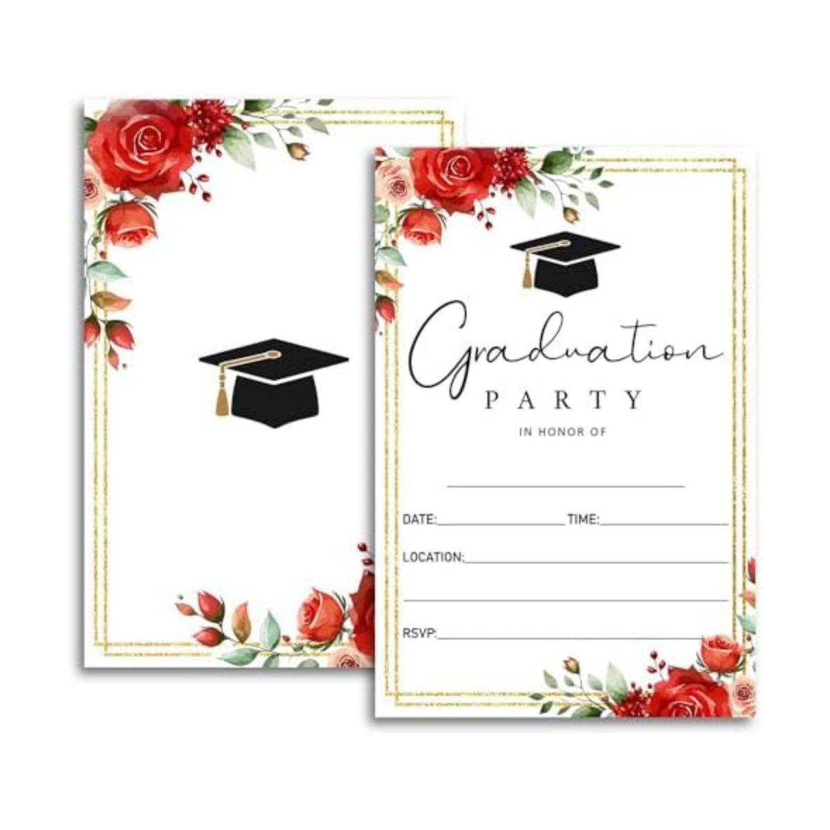 FujLoy Graduation Party Invitations 20 Cards With Envelopes Red