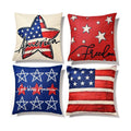 Hongsome Patriotic Decor-Throw Pillow Covers 18x18 in Set of 4,4th of July Linen Pillow Case for Independence Day,Memorial Day,Veteran's Day,USA,American Summer Outdoor Red White Blue Decorations
