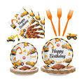 100 Pcs Construction Birthday Party Supplies - Construction Themed Plates and Napkins Forks Set, Disposable Dump Truck Tableware for Boys Kids Birthday Party Decorations Favors, Serve 25 Guests