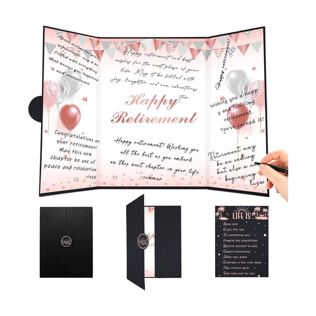 Roetyce Retirement Party Decorations, Rose Gold Happy Retirement Guest Book