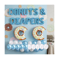 JeVenis Donuts Baby Shower Decorations Blue Backdrop Banner Letter Balloon