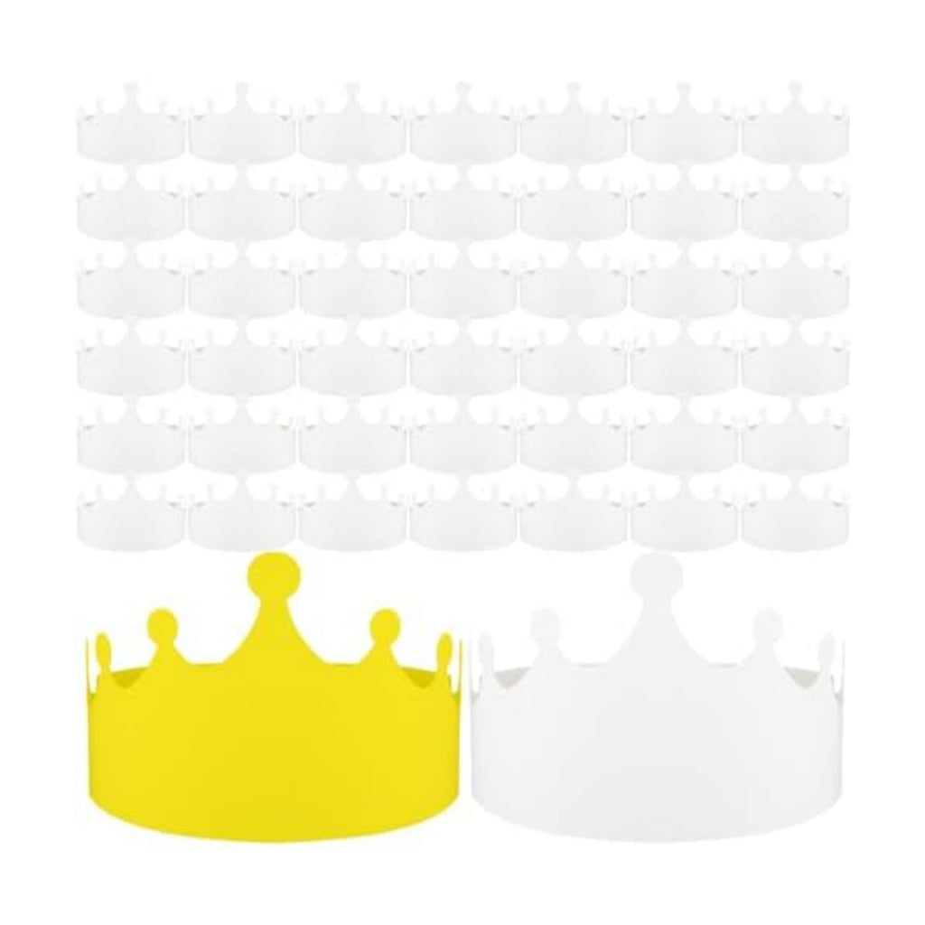 Jetec 50 Pcs White Paper Birthday Crown for Kid DIY Classroom, Cute