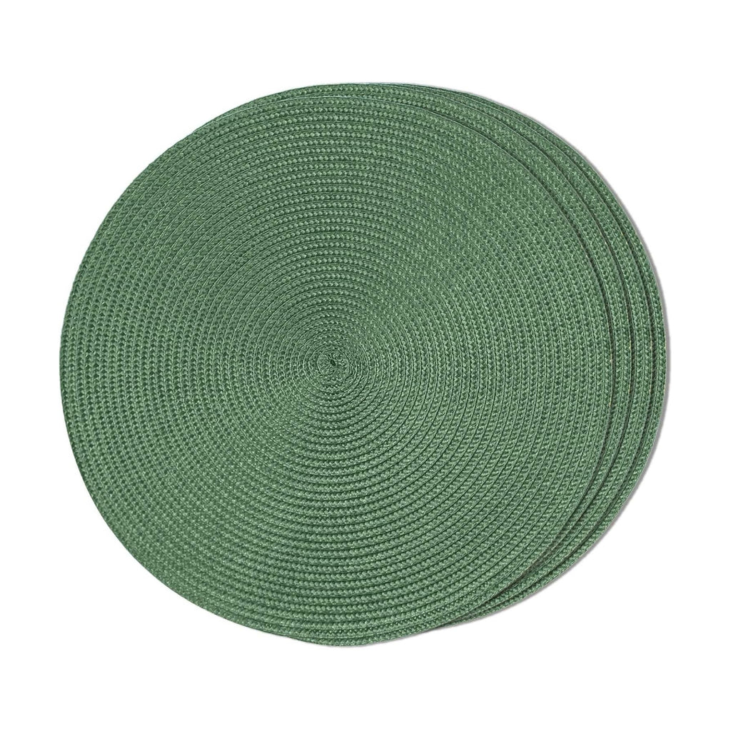 FunWheat Round Braided Placemats Set of 4 Table Mats for Dining Tables Woven Washable Non-Slip Place mats 15inch (Green, 4pcs)