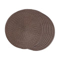 FunWheat Round Braided Placemats Set of 8 Place Mats for Dining Table Woven Washable Non-Slip Table Mats 15 Inch(Brown,8pcs)