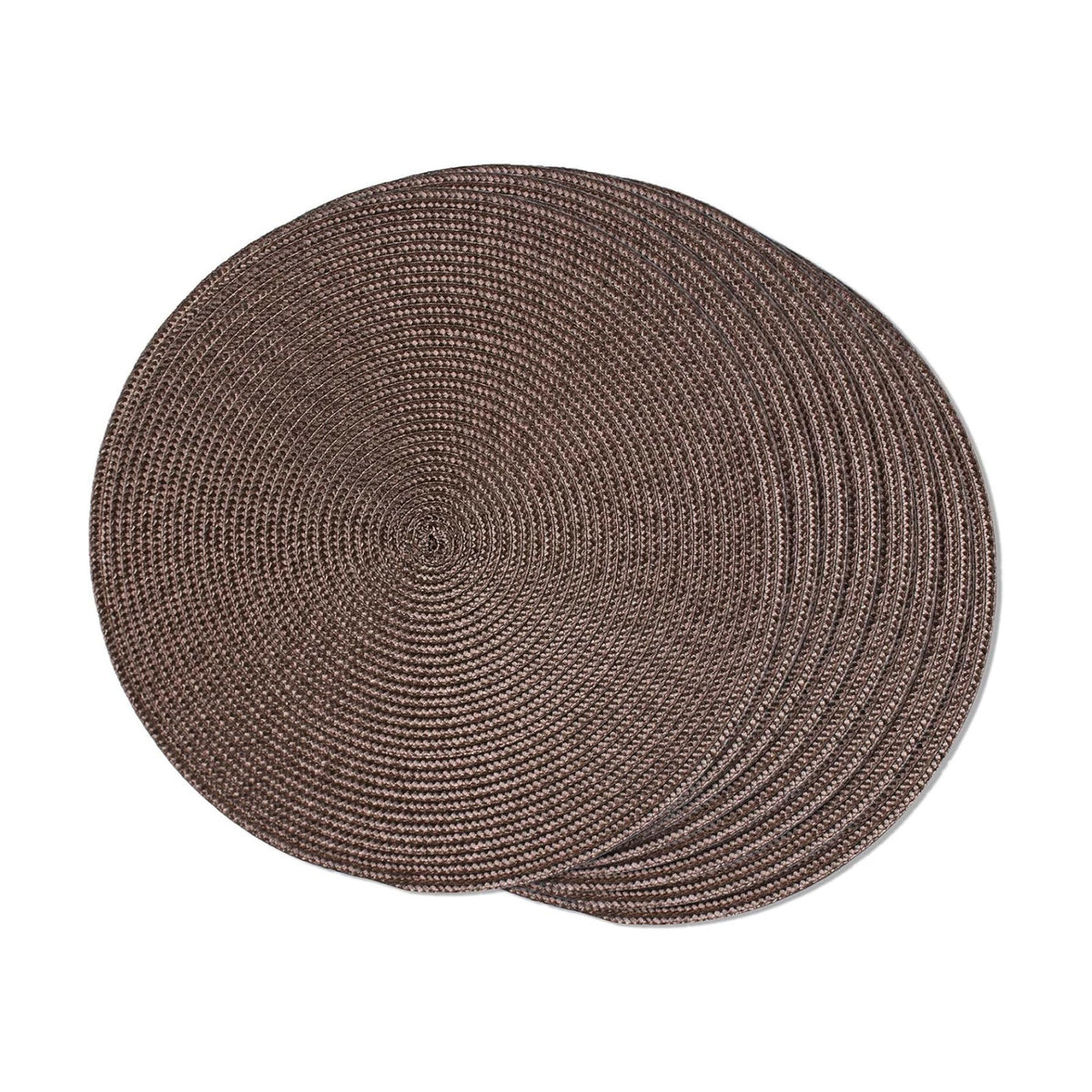 FunWheat Round Braided Placemats Set of 8 Place Mats for Dining Table Woven Washable Non-Slip Table Mats 15 Inch(Brown,8pcs)