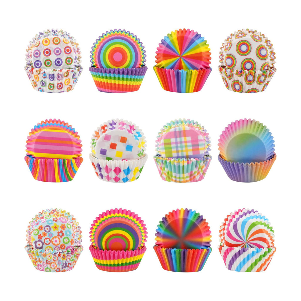 600 Pack Rainbow Cupcake Liners Cupcake Baking Cups Standard Size Rainbow Muffin Liners for Wedding Birthday Pride Party Candy Cake Decorations Supplies(12 Styles)