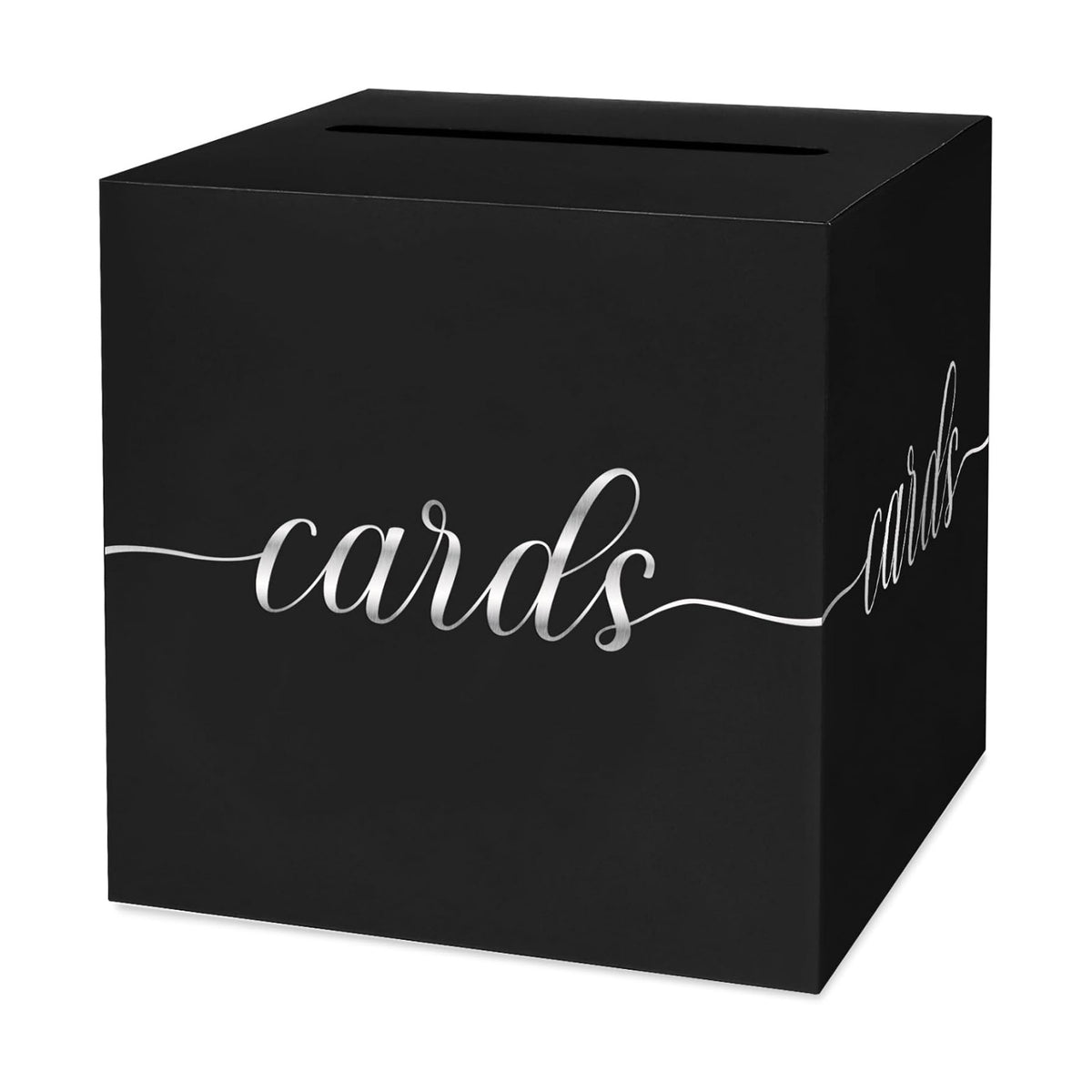 Black and Silver Foil Card Box for Party, 8.7", 1 Pack