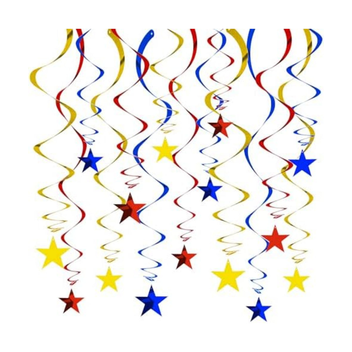 BEISHIDA Red Blue Gold Star Hanging Swirl Decorations, Birthday Hanging Party Supplies for Graduation Wedding Baby Shower Birthday Decorations,Pack of 15