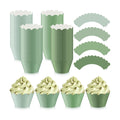 Domensi 100 Pcs Sage Green Cupcake Wrappers Rustic Baking Cups Wedding