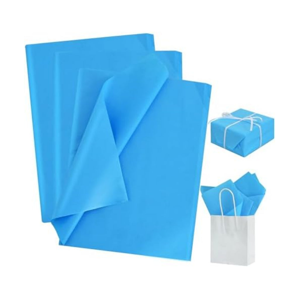 BEISHIDA 100 Sheets Blue Tissue Paper Bulk, Wrapping Tissue Paper for Gift Bags, 14 x 20 Inch Gift Wrap for Birthday Wedding Graduation DIY Crafts Holiday Flowers