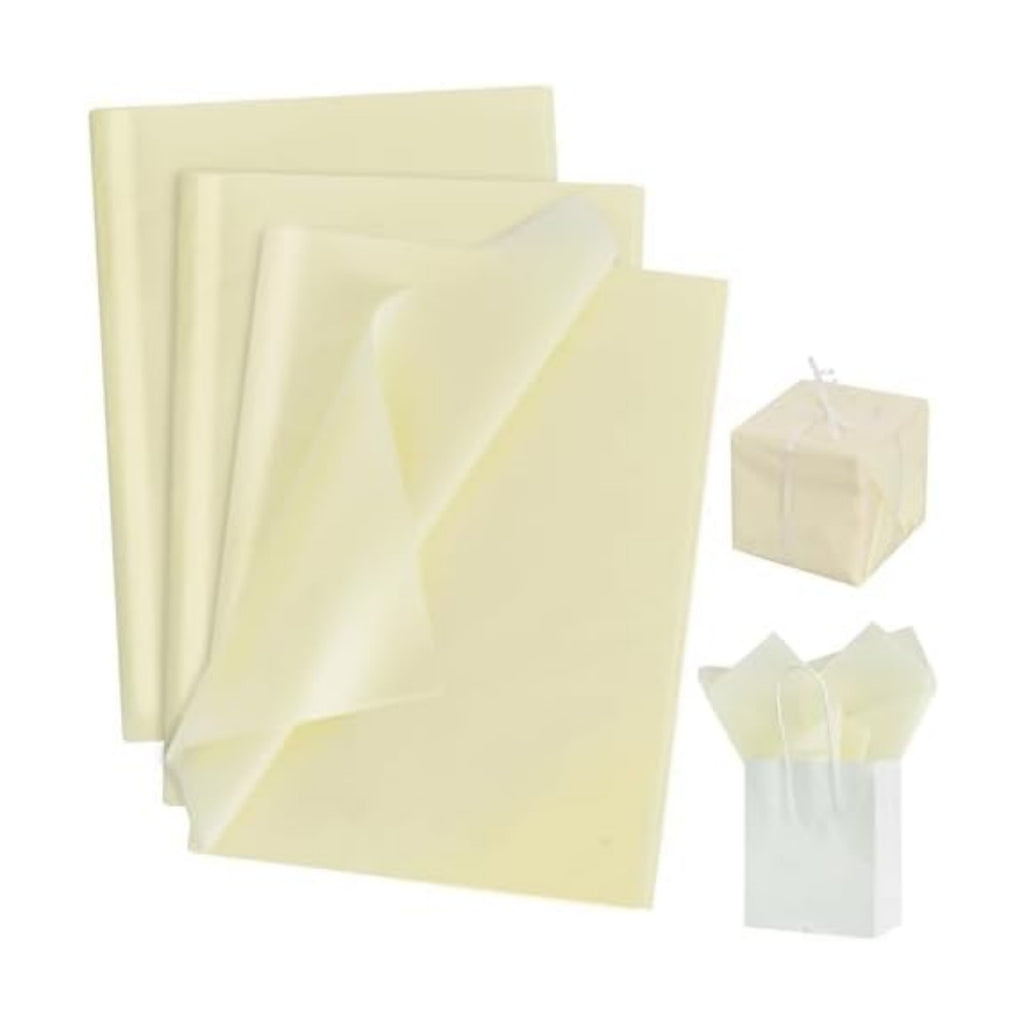BEISHIDA 100 Sheets Cream Tissue Paper Bulk, Wrapping Tissue Paper for Gift Bags, 14 x 20 Inch Gift Wrap for Birthday Wedding Graduation DIY Crafts Holiday Flowers