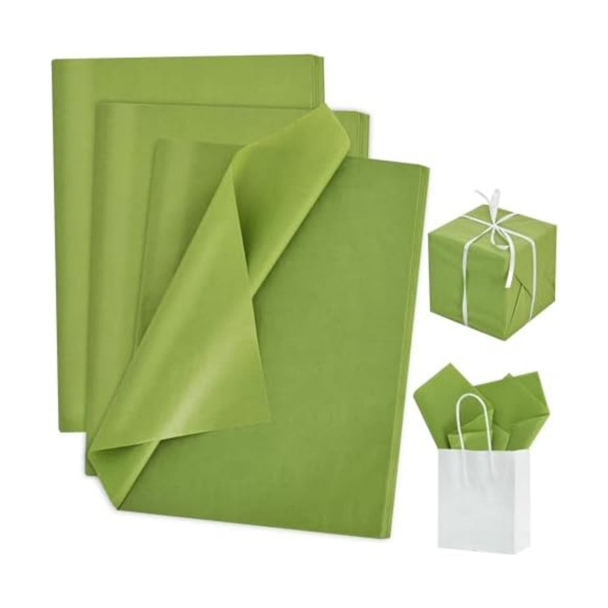 BEISHIDA 100 Sheets Olive Green Tissue Paper Bulk, Wrapping Tissue Paper for Gift Bags, 14 x 20 Inch Gift Wrap for Birthday Wedding Graduation DIY Crafts Holiday Flowers