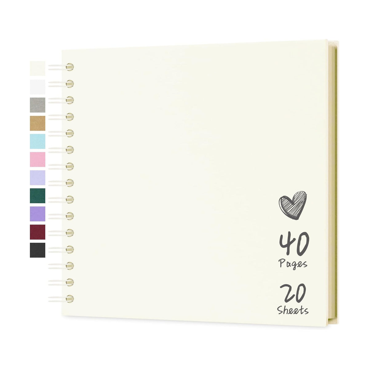 Scrapbook Photo Album 8"x8" 20 Sheets 40 Pages Hardcover Kraft Paper Cream