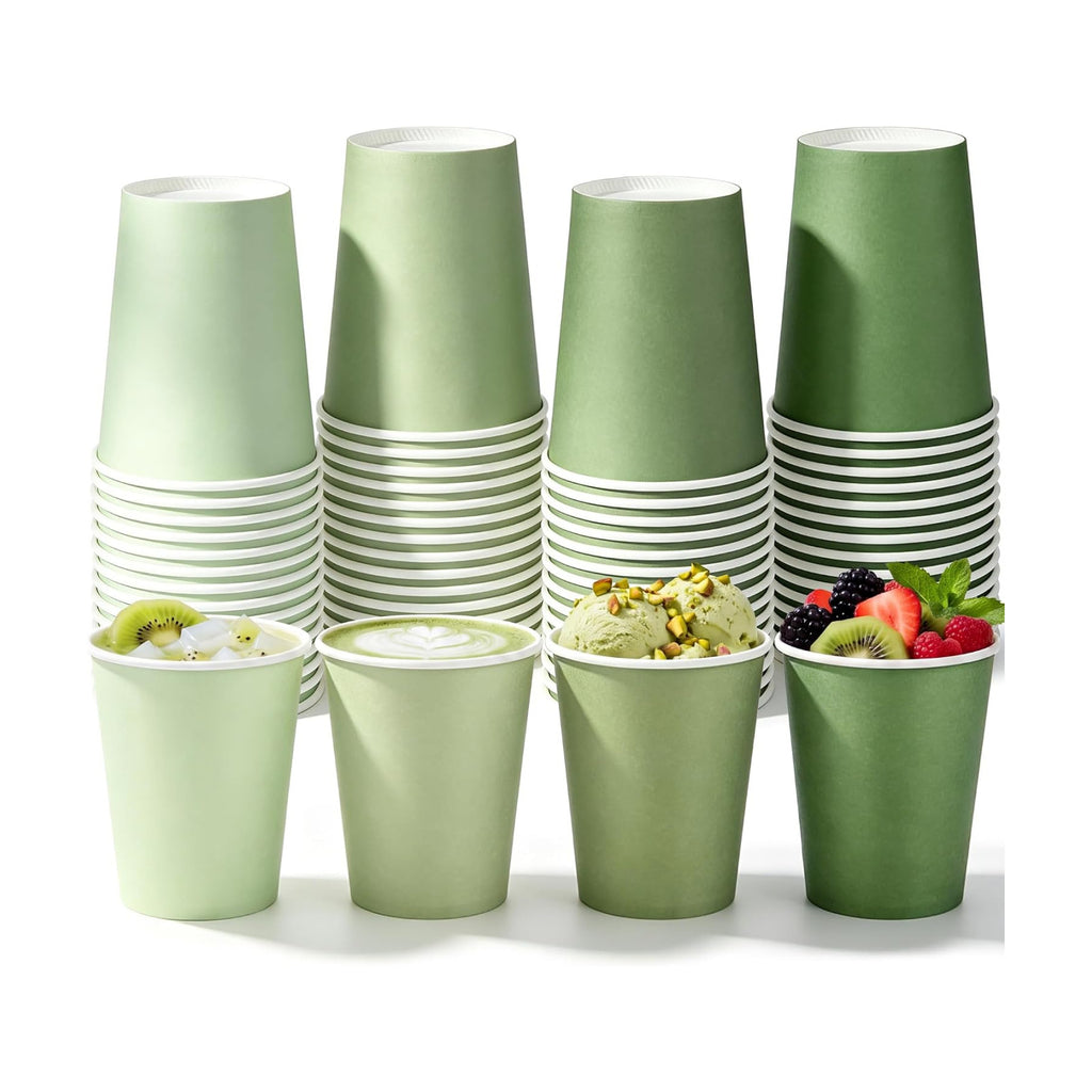 URATOT 60 Pieces 9 Ounce Sage Green Paper Cups Gradient Color Disposable Coffee Cups Party Cups Beverage Drinking Cups for Party, DIY and Holiday Party Supplies