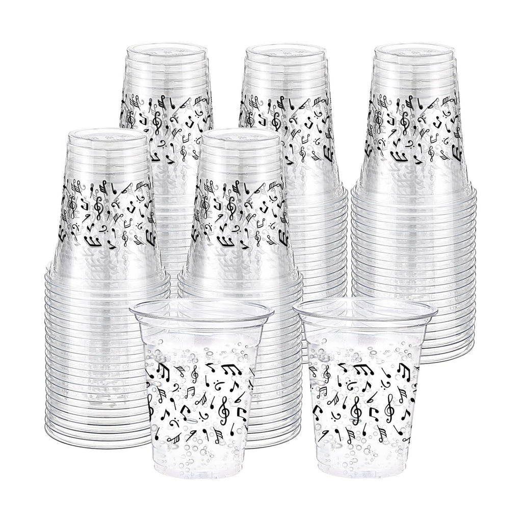 Funnymoom 60 Pack Music Notes Plastic Cups for Party Decorations, 12 oz