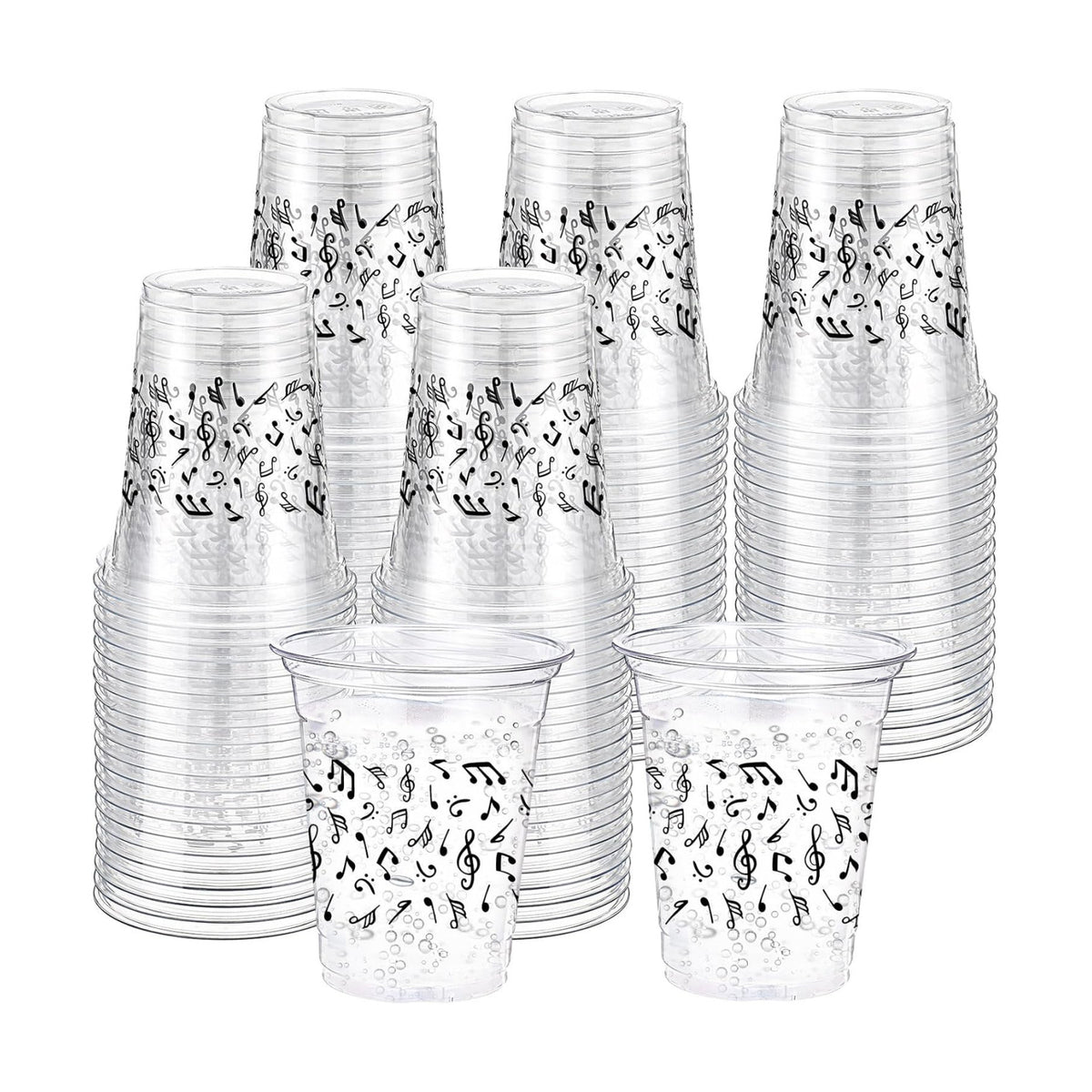 Funnymoom 60 Pack Music Notes Plastic Cups for Party Decorations, 12 oz