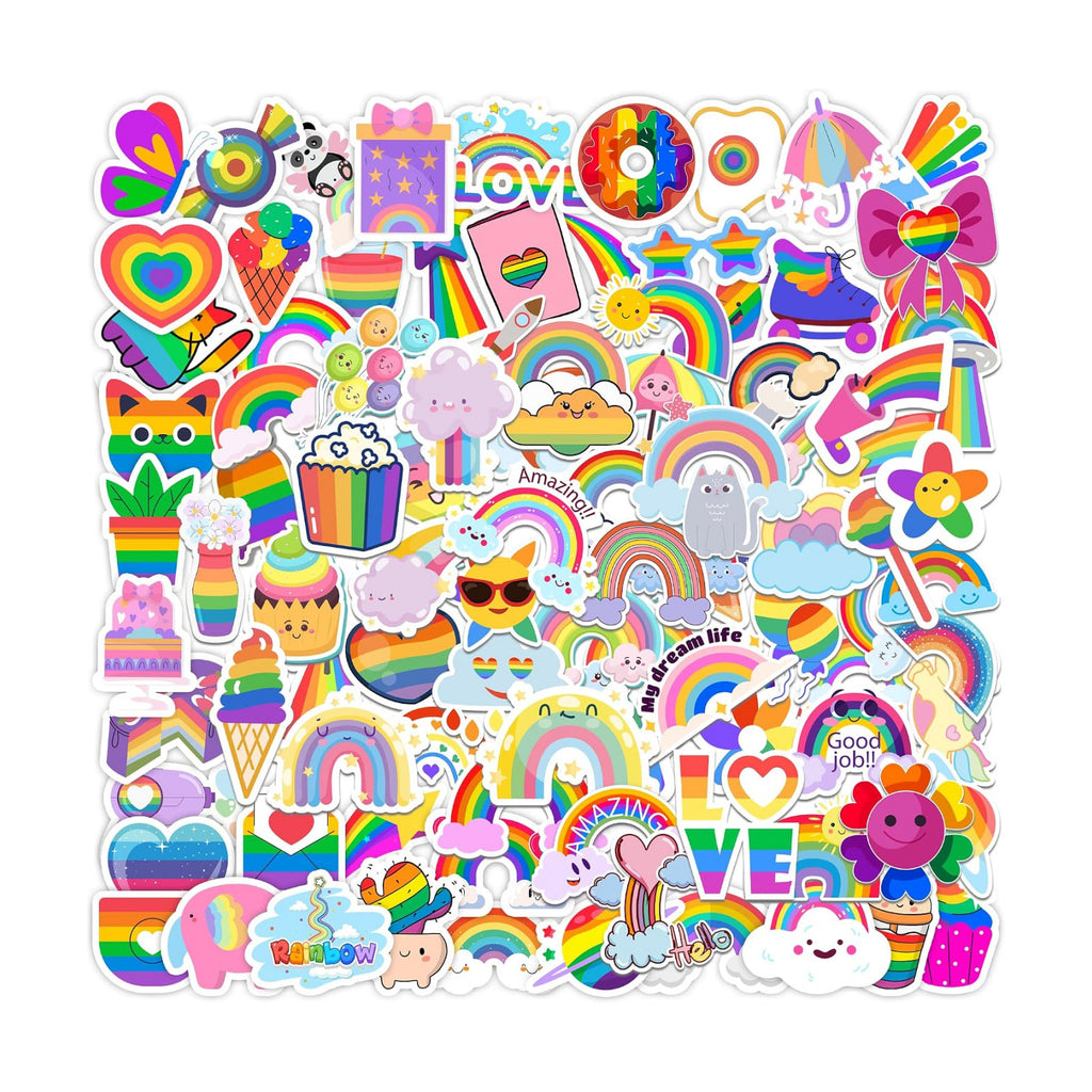 Stickers for Kids,100 PCS Stickers Pack,Rainbow Sticker,Cute Colorful Waterproof Vinyl Art Sticker.Stickers for Water Bottles,Skateboards and Notebooks,Sticker for Teens Girls Kids
