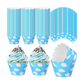 Domensi 100 Pcs Sky Clouds Blue Cupcake Wrappers Lace Baking Cups