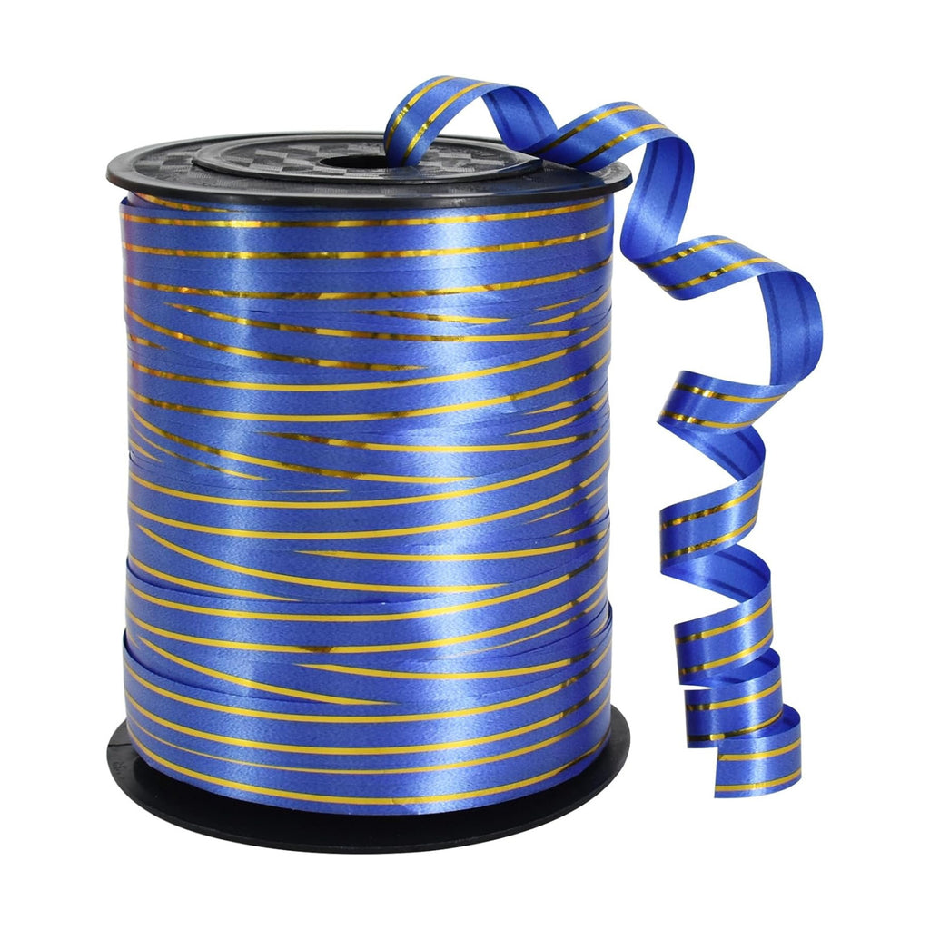 TONIFUL Curling Ribbon-Blue Gold Balloon Curling Ribbons-250 Yards Balloon String for DIY Decor,Gift Wrapping,Ribbons and Bows for Christmas New Year Birthday Gifts Graduation Supplies