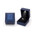 Ring Box Square Shaped LED Light Engagement Ring Boxes Jewelry Gift Box for Proposal Wedding Valentine's Day Anniversary Christmas Mothers Thanksgiving Gift (Square Dark Blue)